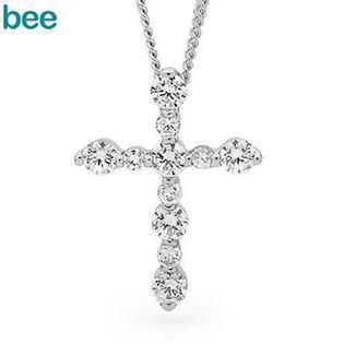 Bee Jewelry Zirkonia Cross sølv Collie med kæde